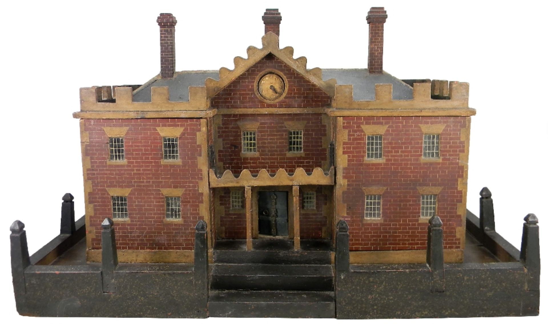 Rare painted Queen Anne style wooden country Manor dolls house and contents, English 1770-1790,