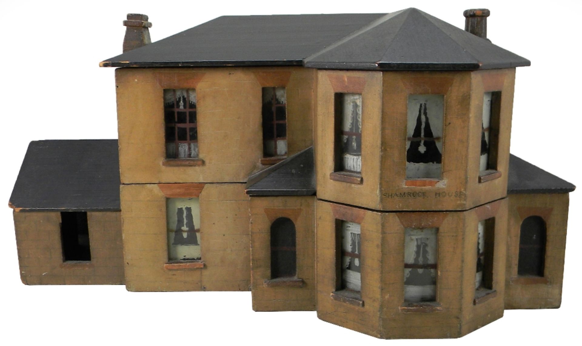 ‘Shamrock House’ a fine and early wooden dolls house model, probably Irish, late eighteenth century,