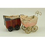 Miniature tinplate pram, German circa 1920,