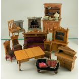 Selection of dolls house furniture,