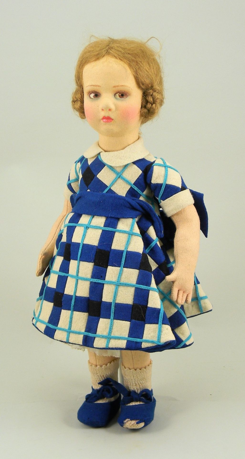 Lenci pressed felt girl doll, Italian circa 1930,