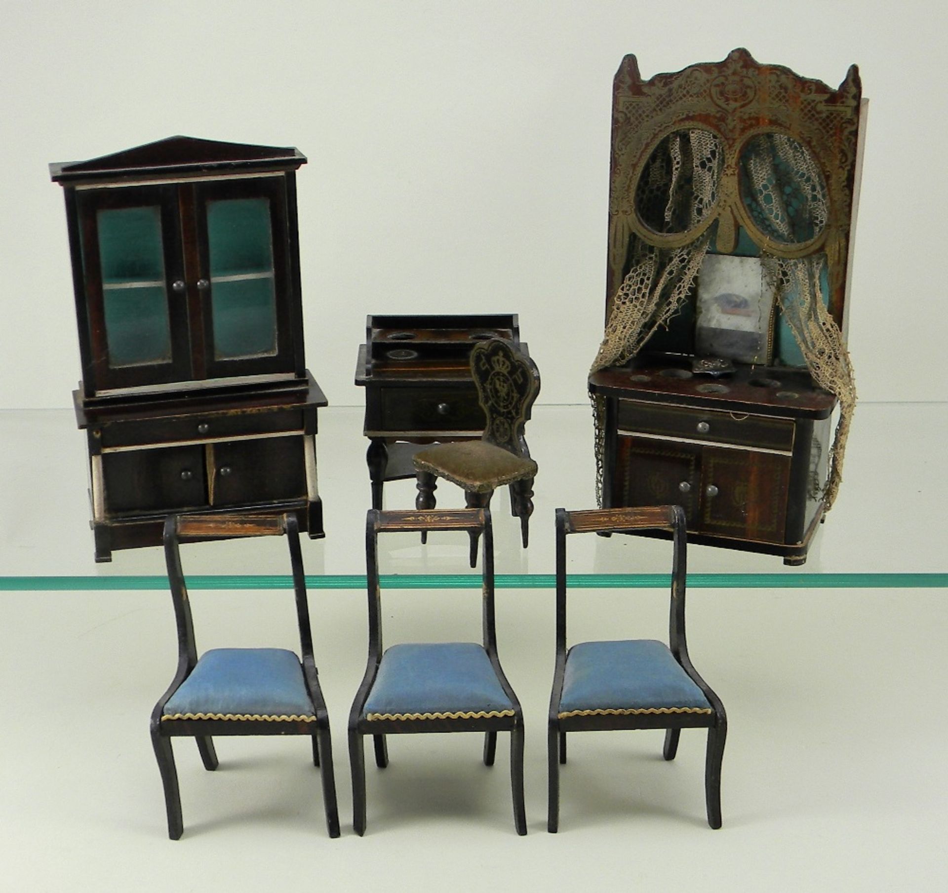 Rare Waltershausen Dressing Table and other pieces, German 1860-80,