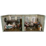 Painted wooden dolls room set, German circa 1890,