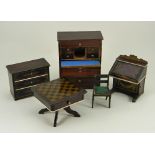 Waltershausen dolls house furniture, German circa 1880,