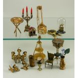 Gilt metal dolls house miniatures, German 1880s-90s,