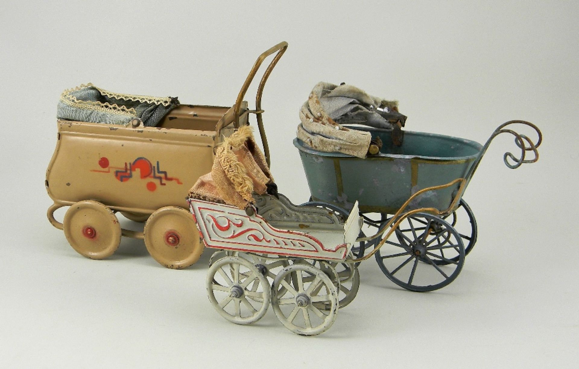 Two tinplate doll carriages, German circa 1905,