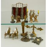 Gilt metal dolls house miniatures, German 1880s-90s,