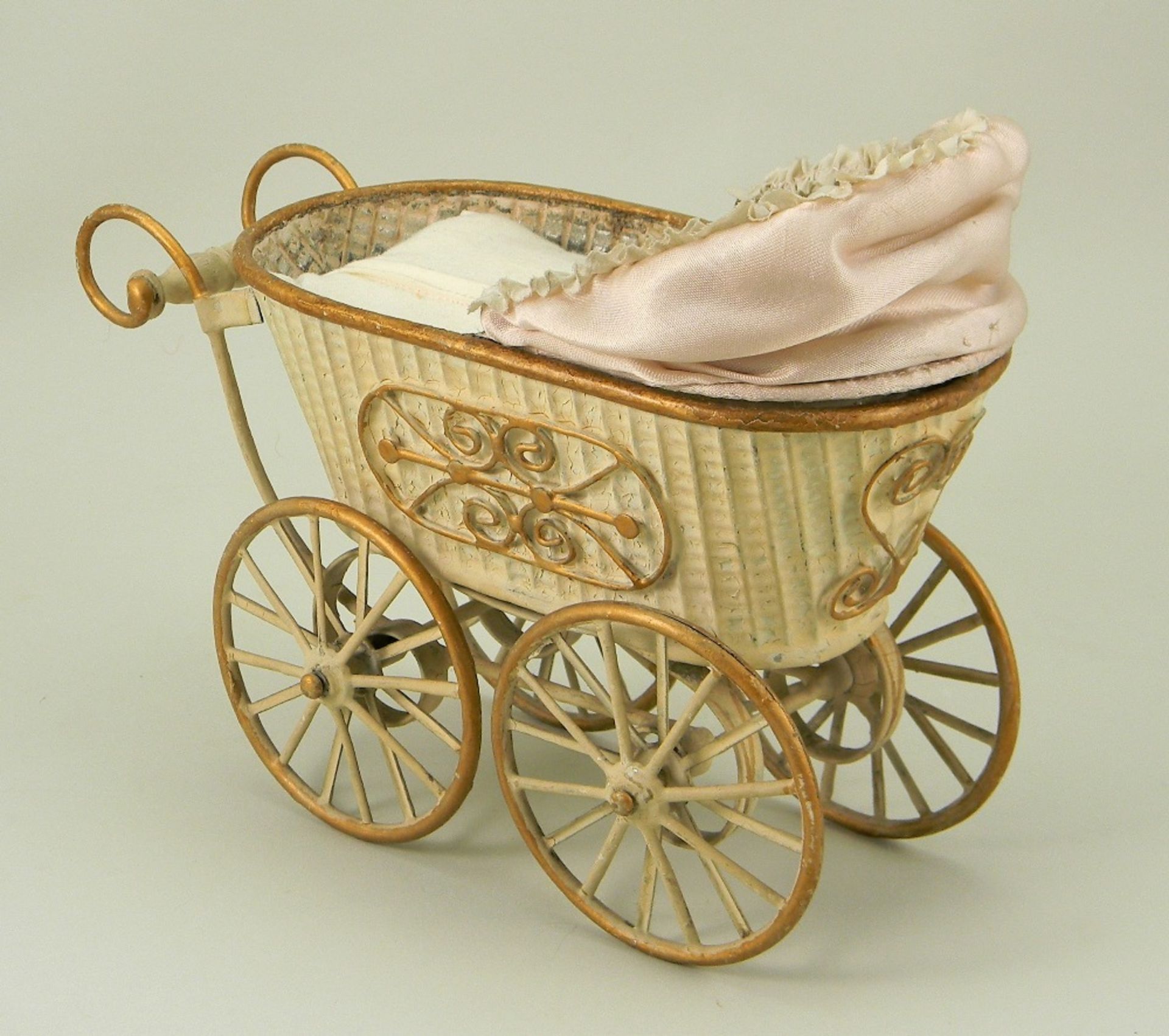 A rare Marklin embossed tinplate pram doll carriage, German circa 1900, - Image 2 of 2