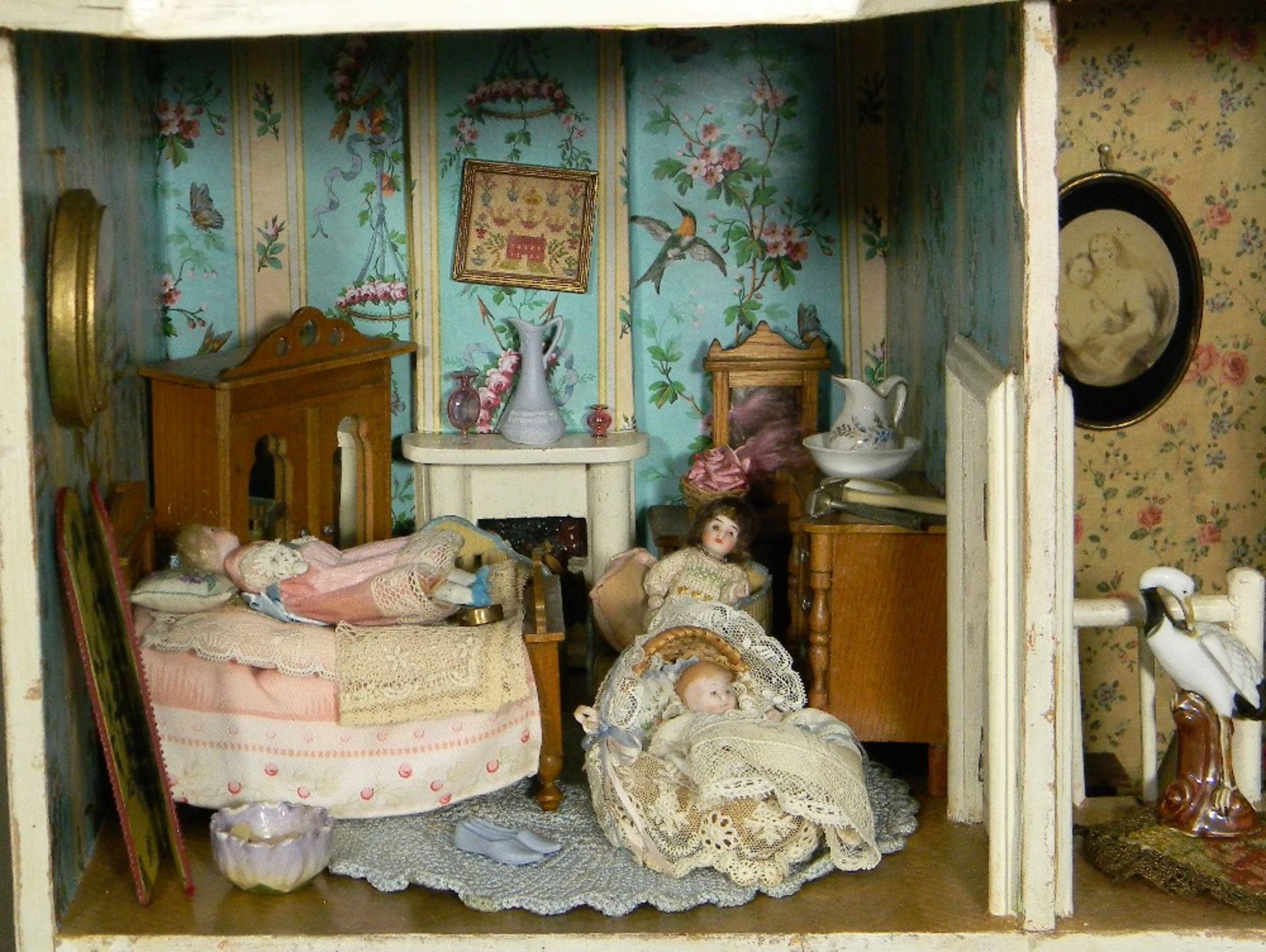 G & J Lines painted wooden dolls house with contents, English circa 1910, - Image 3 of 6