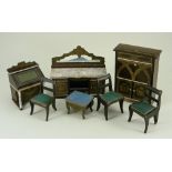 Waltershausen dolls house furniture, German circa 1880,