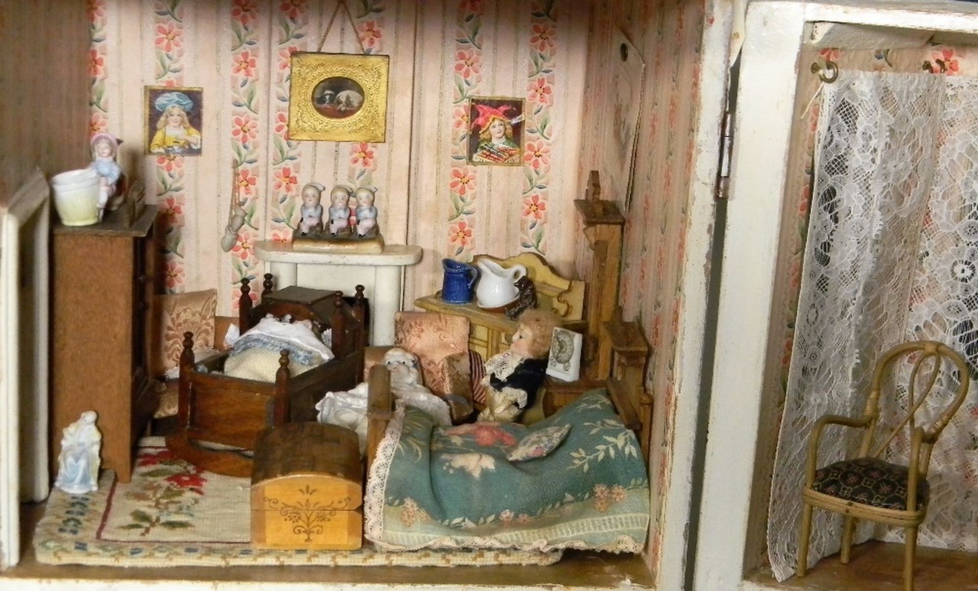 G & J Lines painted wooden dolls house with contents, English circa 1910, - Image 4 of 6