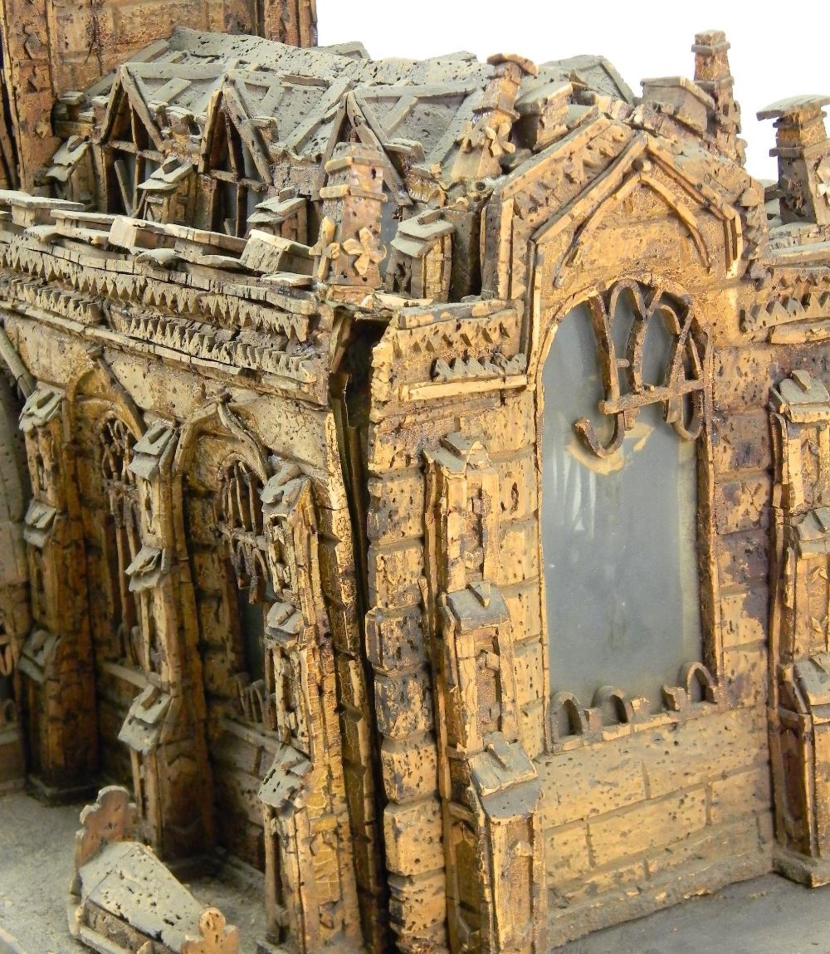 Rare and early cork model of a church with Grodnertal wooden dolls, circa 1825, - Image 3 of 4