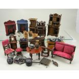 Collection of dolls house furniture and accessories, late 19th century,