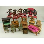 Selection of German dolls house furniture, 1890s-1900s,