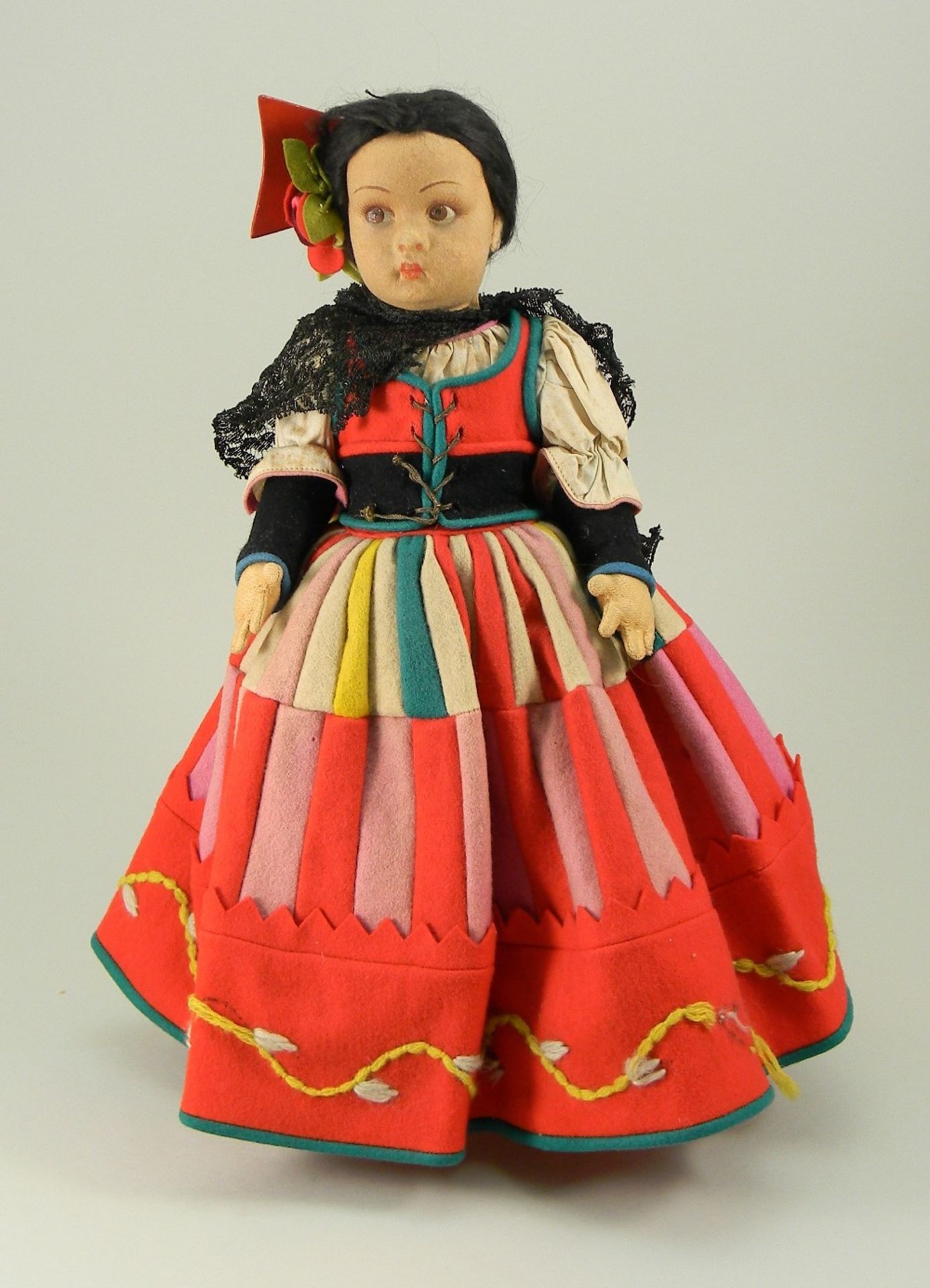 Lenci felt doll in traditional Spanish costume, Italian, circa 1930,