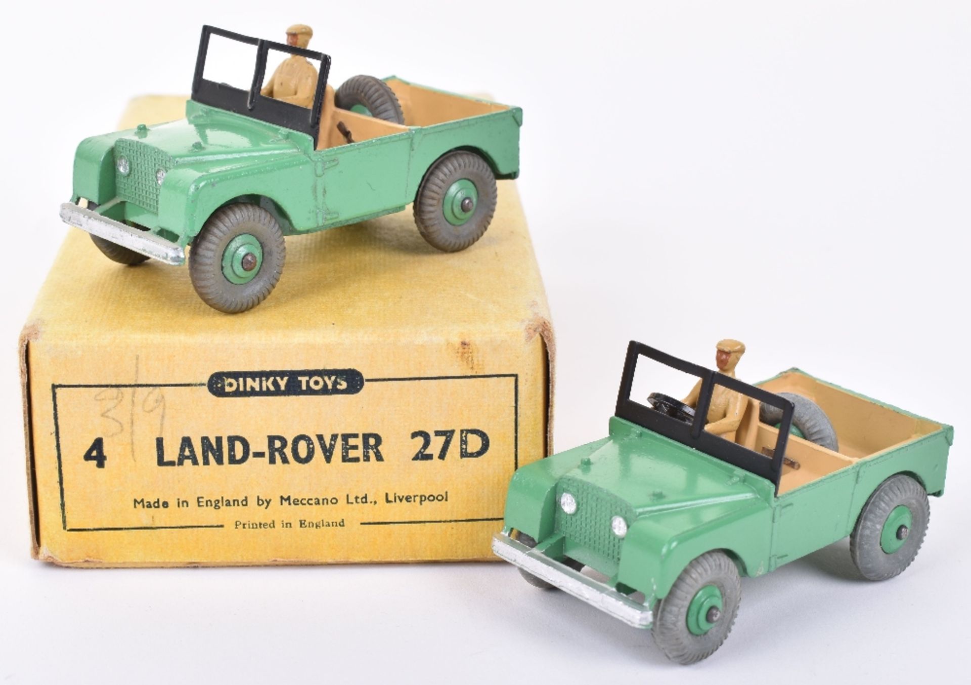 Dinky Toys Two 27D Land-Rovers in Trade Box