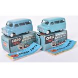 Two Boxed Corgi Toys 404M Bedford Dormobile Personnel carriers