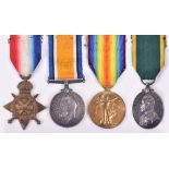 Great War 1914-15 Star Medal Trio and Territorial Efficiency Medal 10th London Regiment and Royal Ai