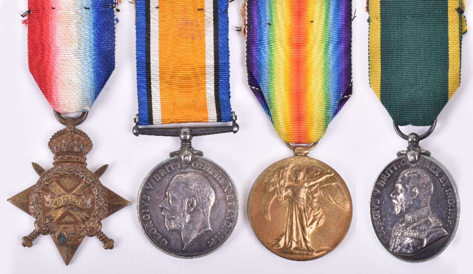 Great War 1914-15 Star Medal Trio and Territorial Efficiency Medal 10th London Regiment and Royal Ai