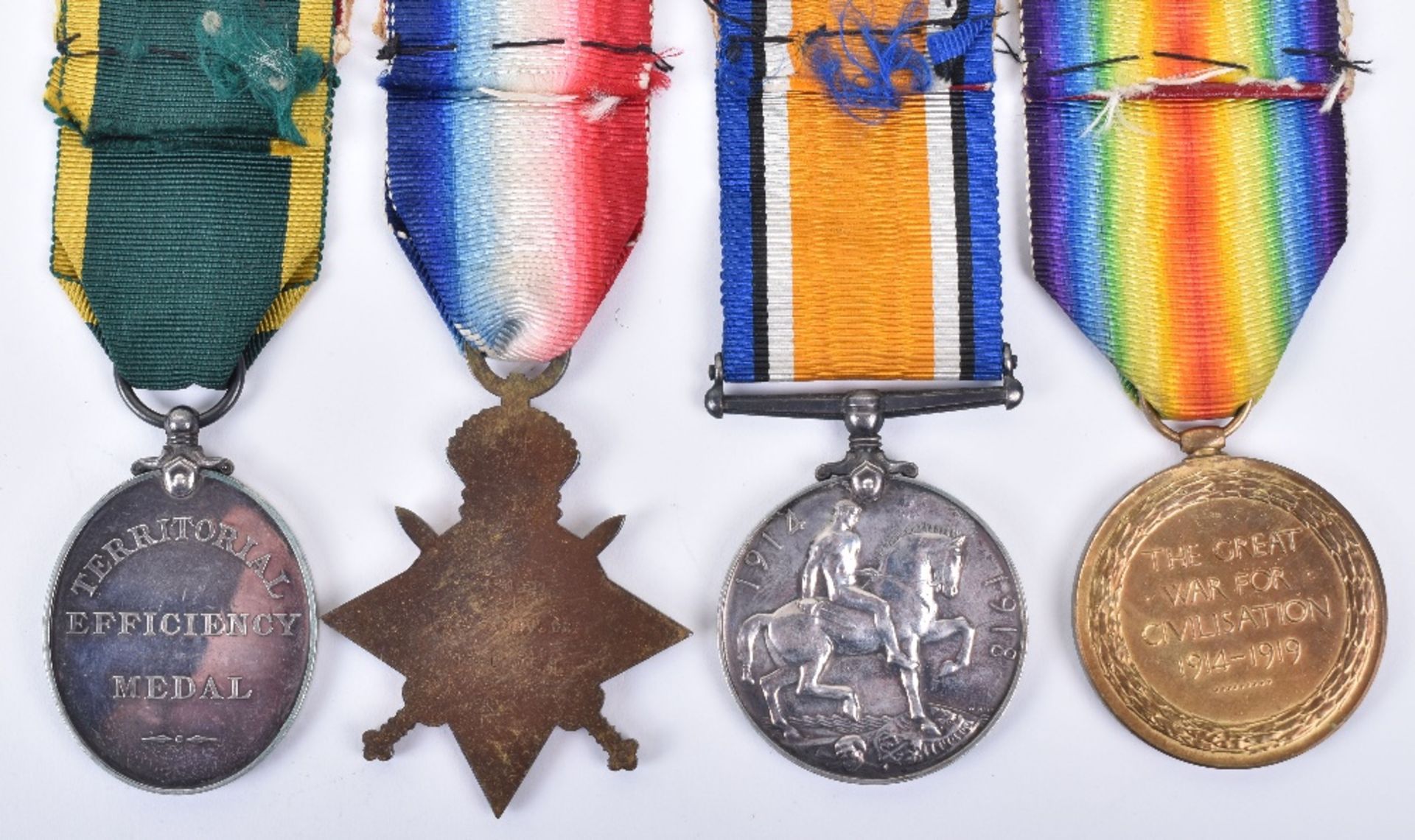 Great War 1914-15 Star Medal Trio and Territorial Efficiency Medal 10th London Regiment and Royal Ai - Image 5 of 6