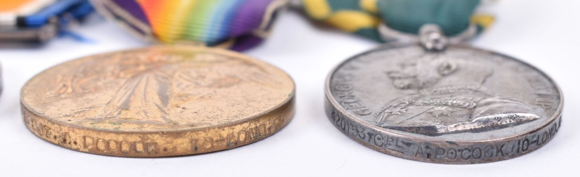 Great War Medals and Territorial Force Efficiency Medal 10th London Regiment - Image 3 of 5