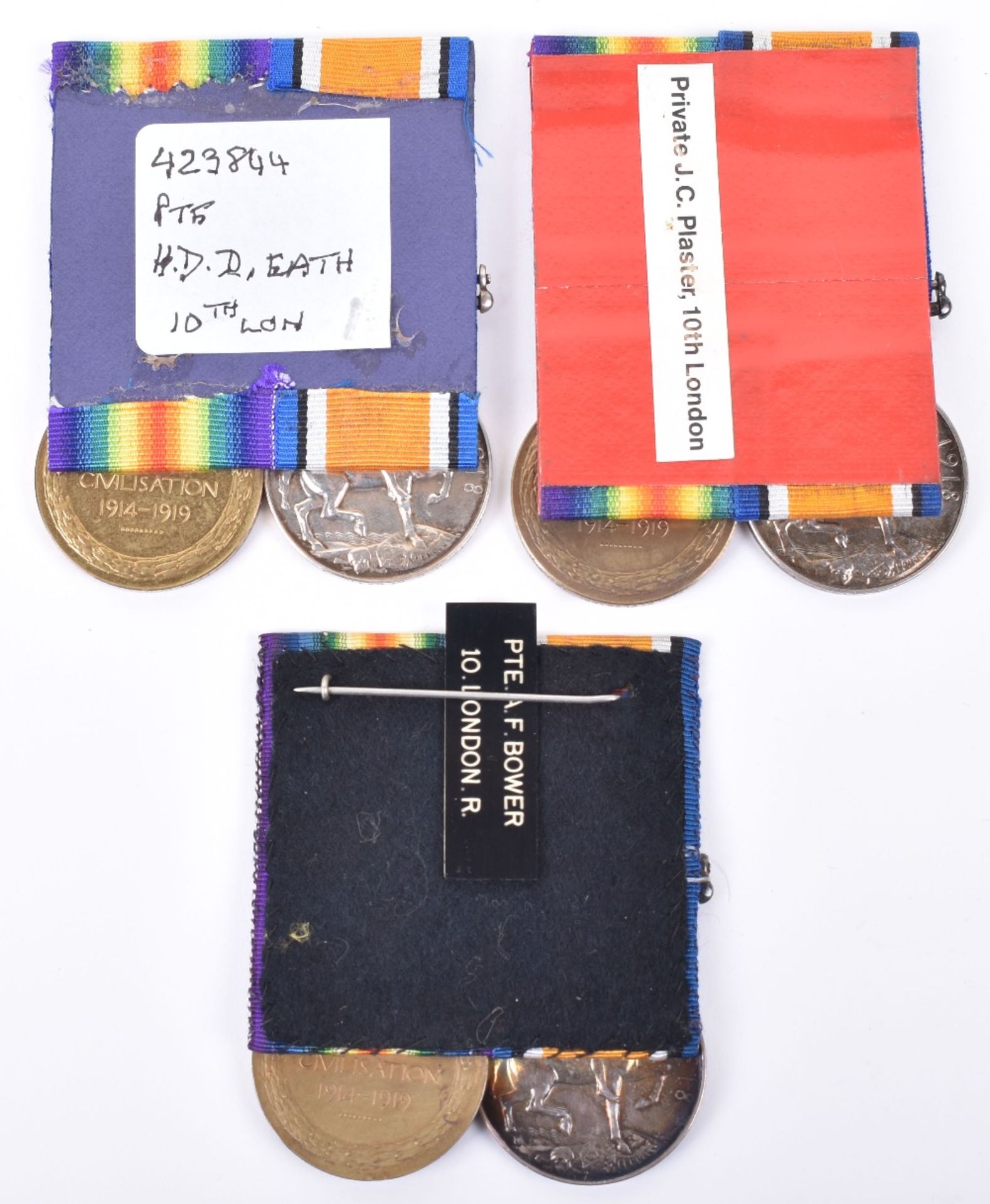 3x Great War Medal Pairs 10th London Regiment - Image 5 of 5