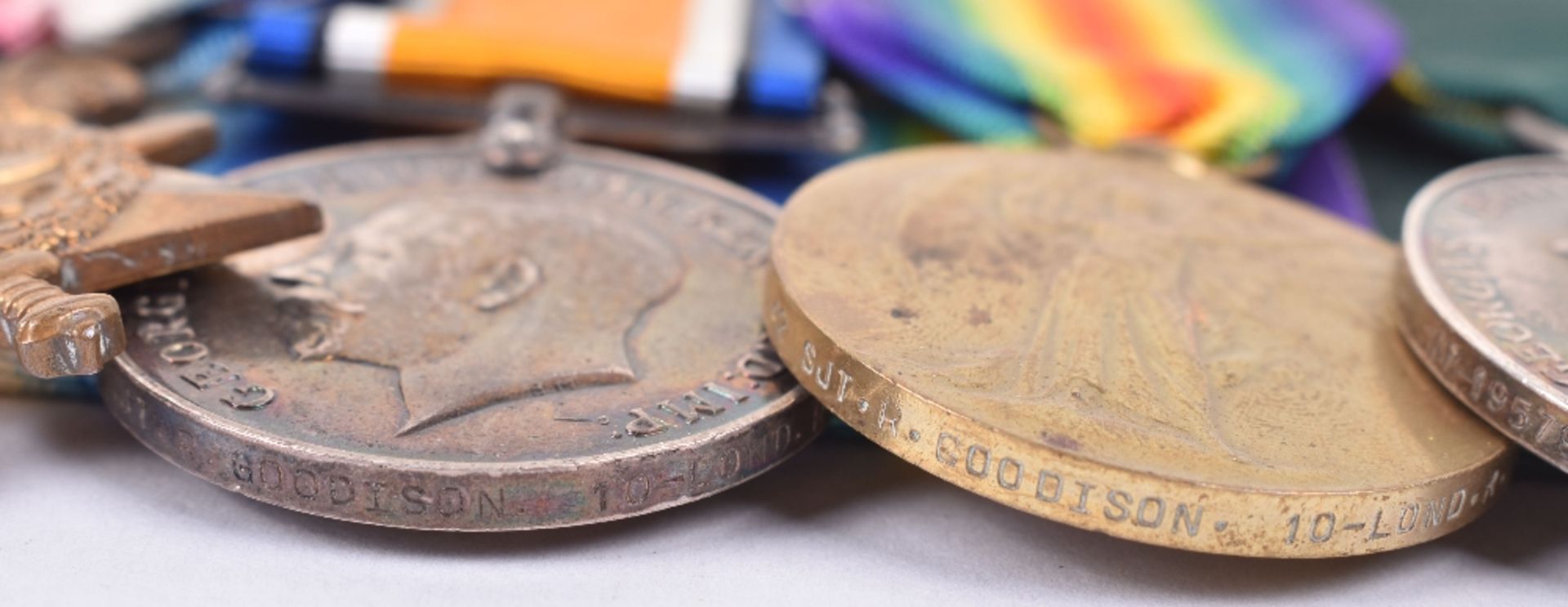 Great War 1914-15 Star Medal Trio and Territorial Efficiency Medal 10th London Regiment and Royal En - Image 2 of 4