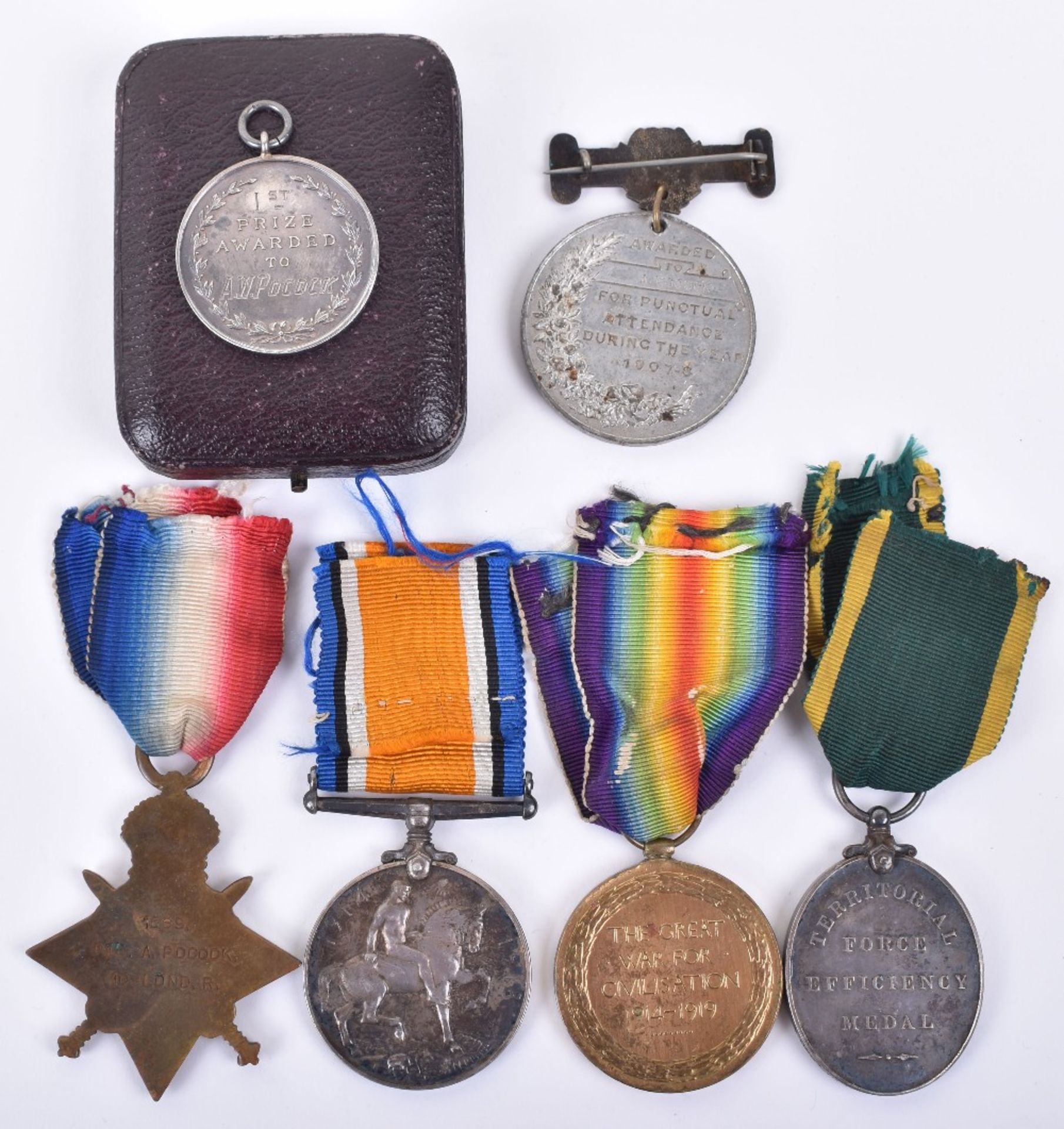 Great War Medals and Territorial Force Efficiency Medal 10th London Regiment - Image 4 of 5