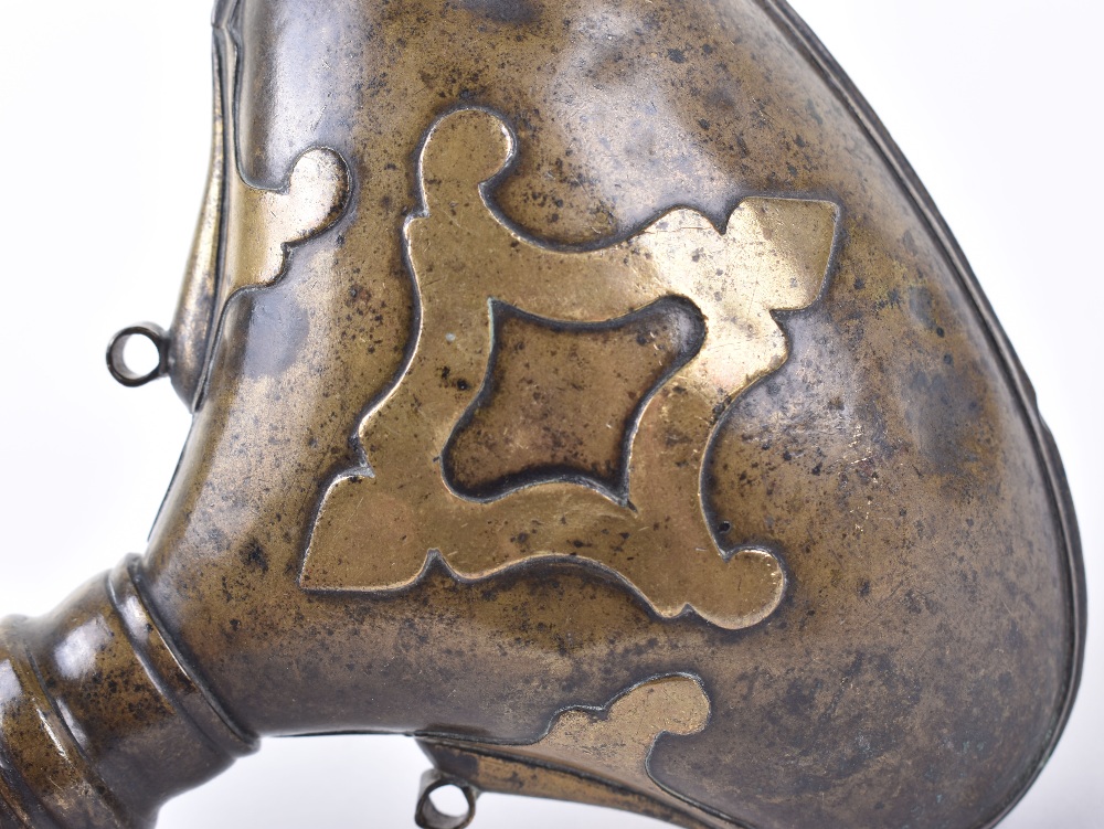 Scarce Indo-Persian Brass Powder Flask - Image 6 of 8