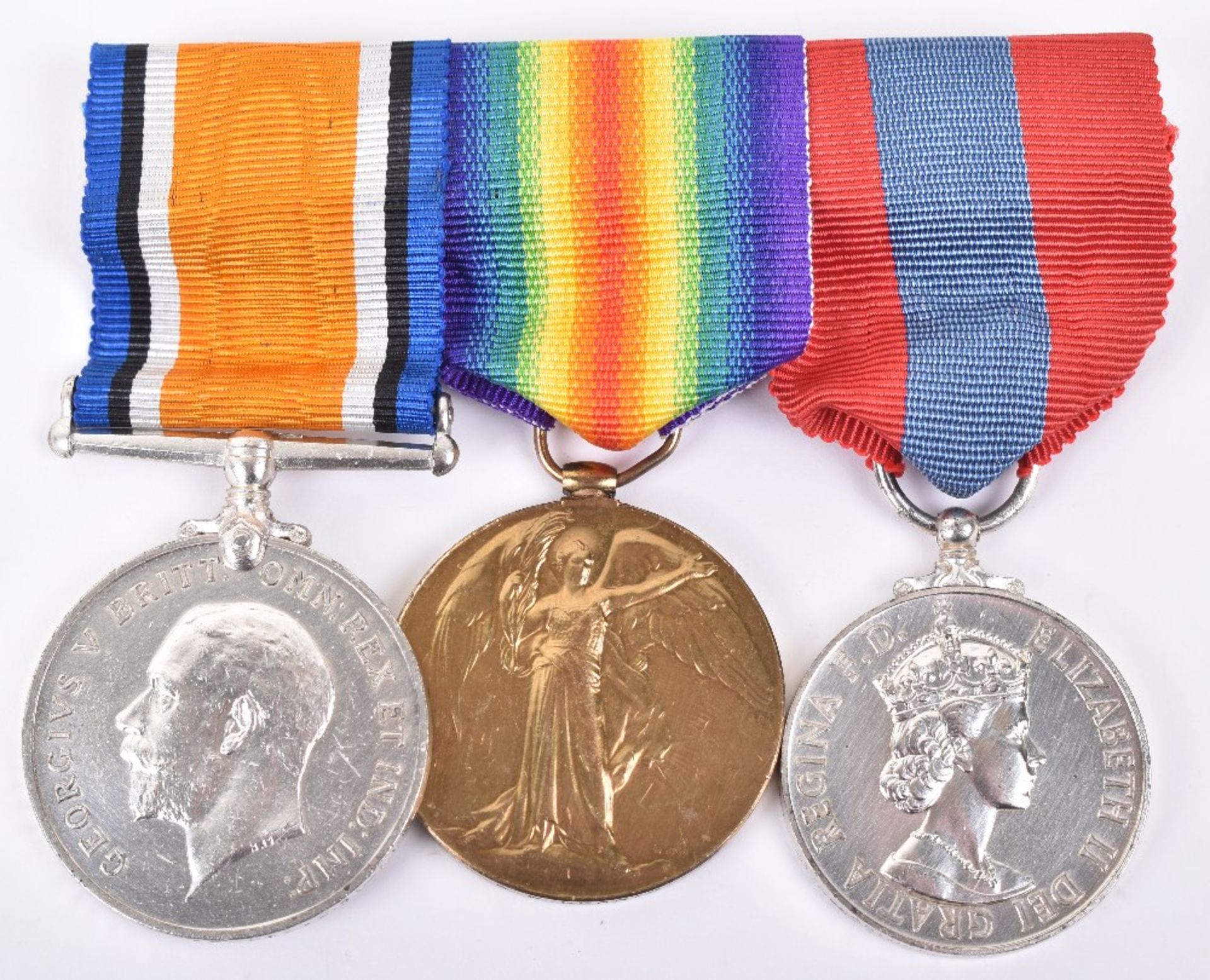 Great War and Elizabeth II Imperial Service Medal Group of Three 10th London Regiment