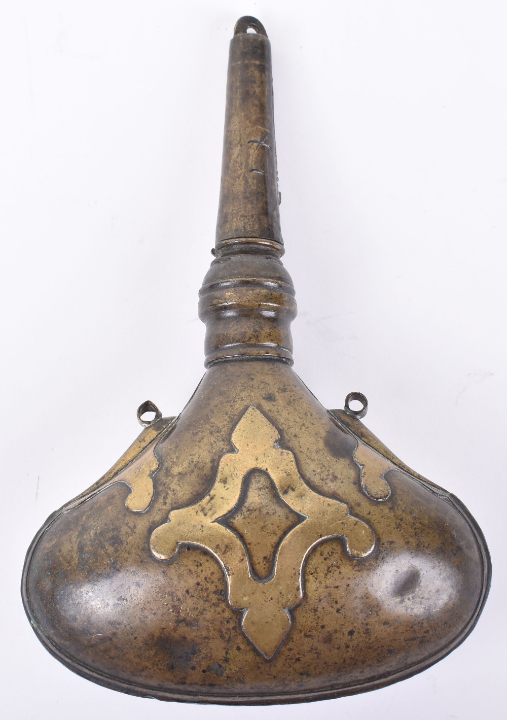 Scarce Indo-Persian Brass Powder Flask - Image 2 of 8