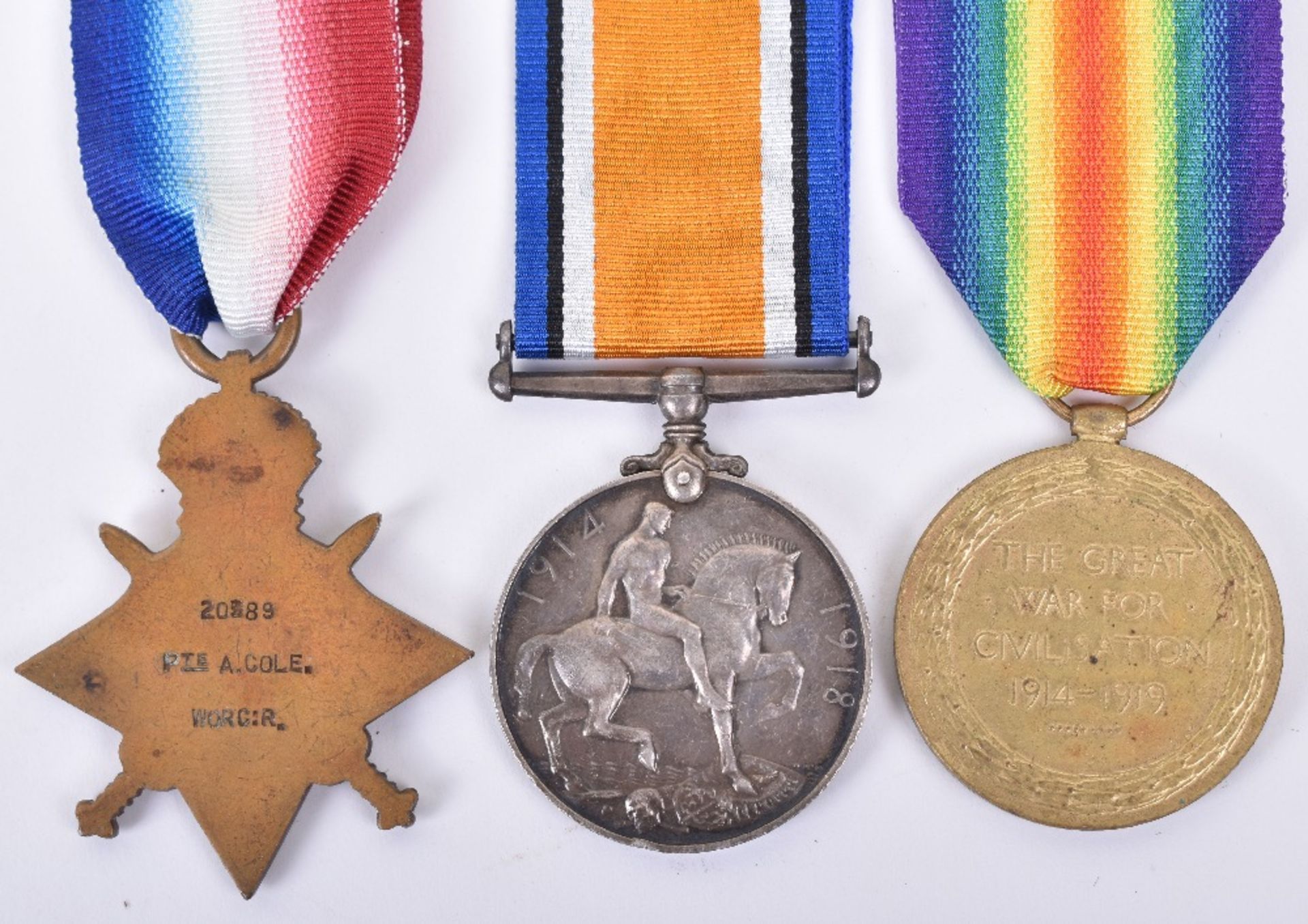 WW1 Gallipoli Casualty 1914-15 Star Medal Trio 4th Battalion Worcestershire Regiment - Image 6 of 6