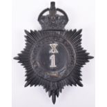 Scarce Station Sergeants Metropolitan Police Helmet Plate ’X’ Division Kilburn