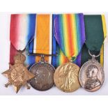 Great War 1914-15 Star Medal Trio and Territorial Efficiency Medal 10th London Regiment and Royal En