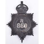 Metropolitan Police Helmet Plate ’R ’ Division Greenwich