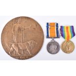 Great War Casualty Medal Pair and Memorial Plaque 10th London Regiment