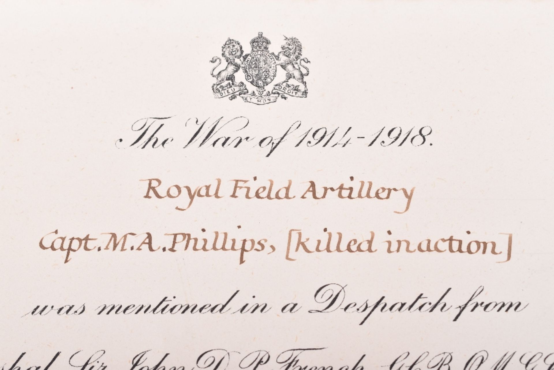 Great War Posthumous Mention in Despatches Certificate - Image 3 of 5