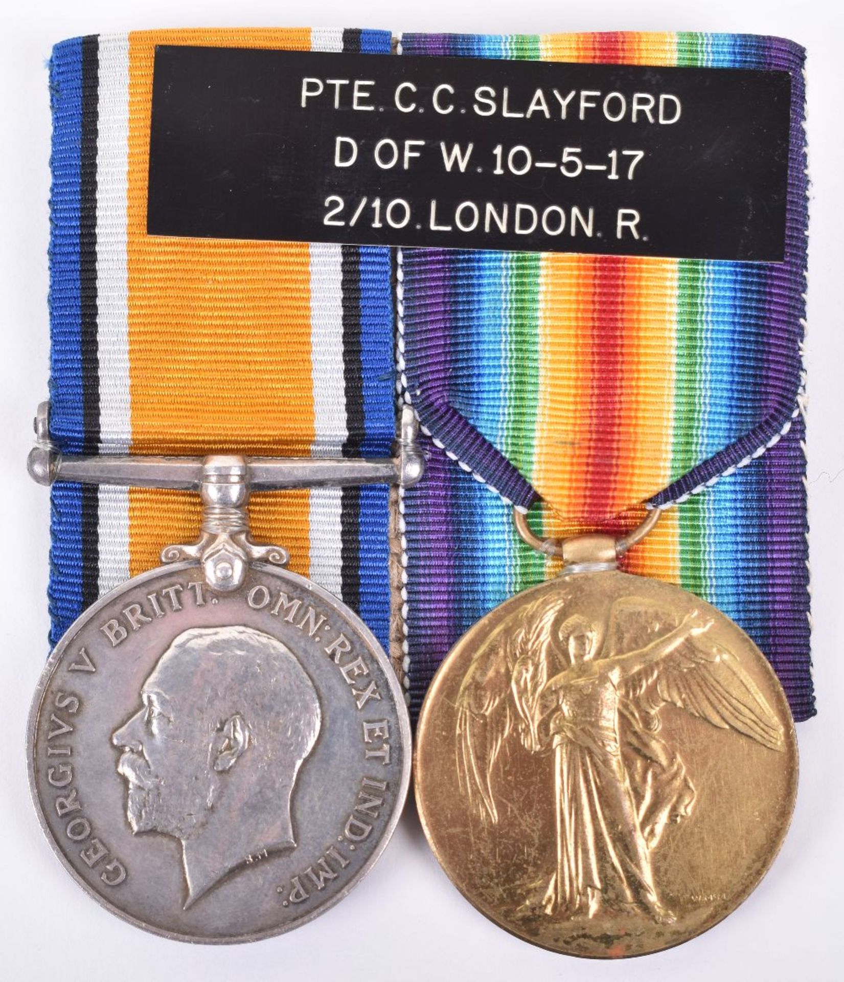 Great War Casualty Medal Pair and Memorial Plaque 10th London Regiment - Image 3 of 5