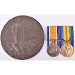 Great War Casualty Medal Pair and Memorial Plaque 10th London Regiment