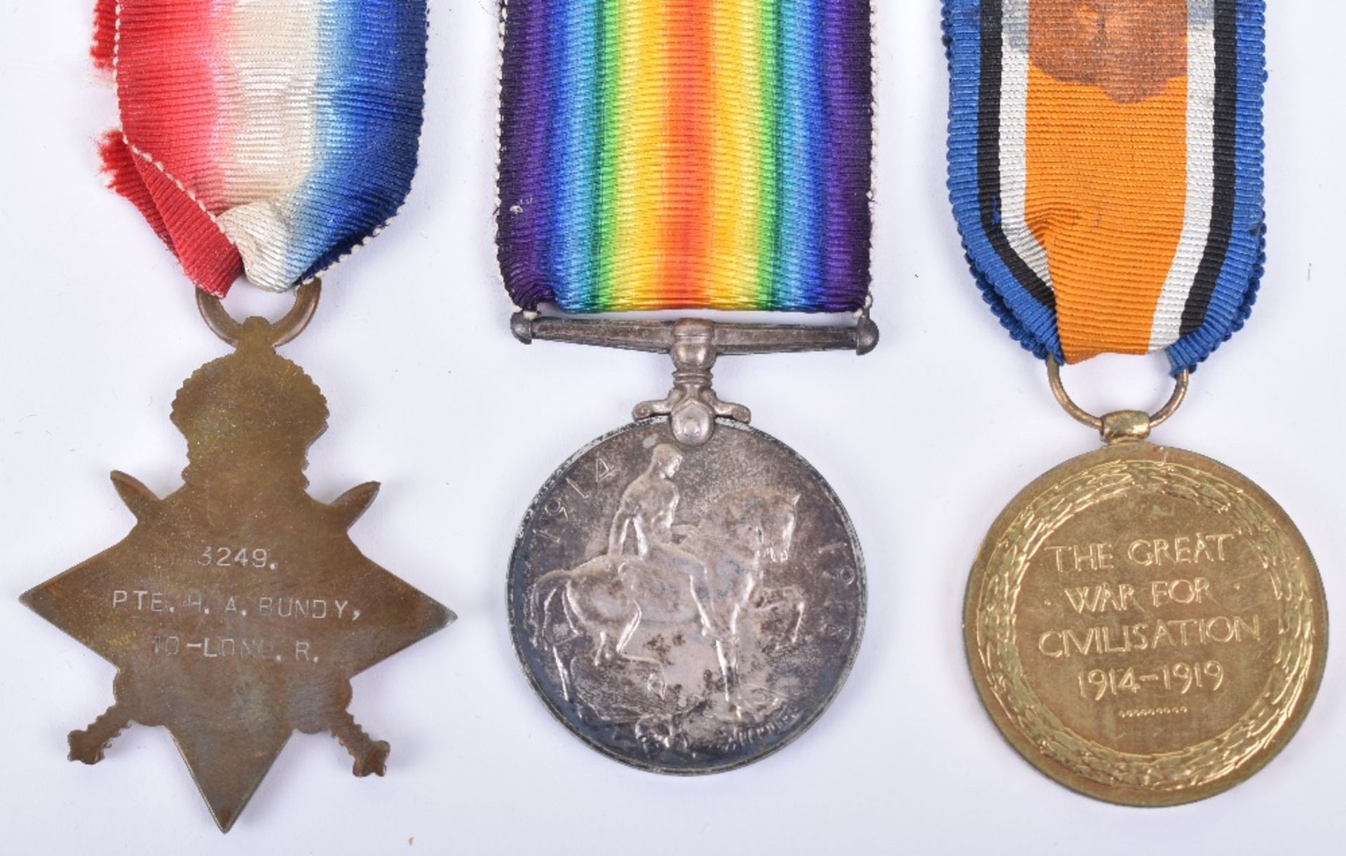 Great War British 1914-15 Star Medal Trio 10th London Regiment - Image 5 of 5