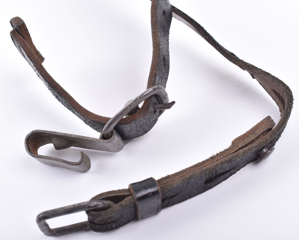 WW2 German Combat Y-Straps, in black leather with steel mount fittings ...