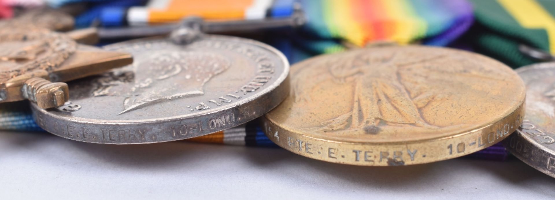 1914-15 Star Medal Trio and Territorial Force Efficiency Medal 10th London Regiment - Image 3 of 6