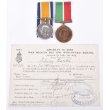 WW1 Mercantile Marine Medal Pair to Master of the Merchant Ship “Prosper”