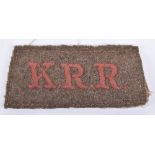 WW1 Kings Royal Rifle Corps Slip-on Shoulder Title