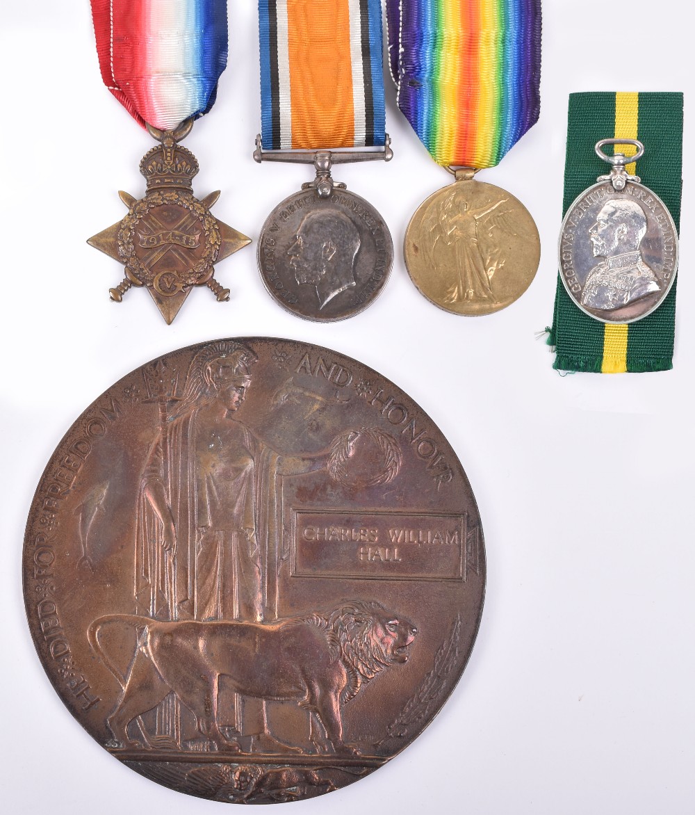 Great War 10th London Regiment Casualty Medal Trio and Memorial Plaque