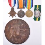 Great War 10th London Regiment Casualty Medal Trio and Memorial Plaque
