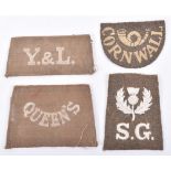 4x WW1 Cloth Slip-on Shoulder Titles