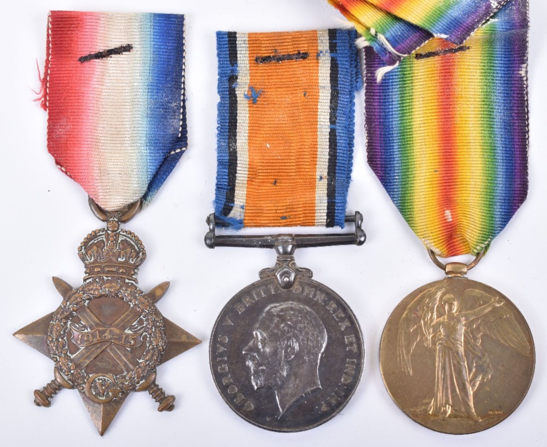 Scarce Great War Medal Trio Customs Department M.E.F and Bombay Bn I.O.F