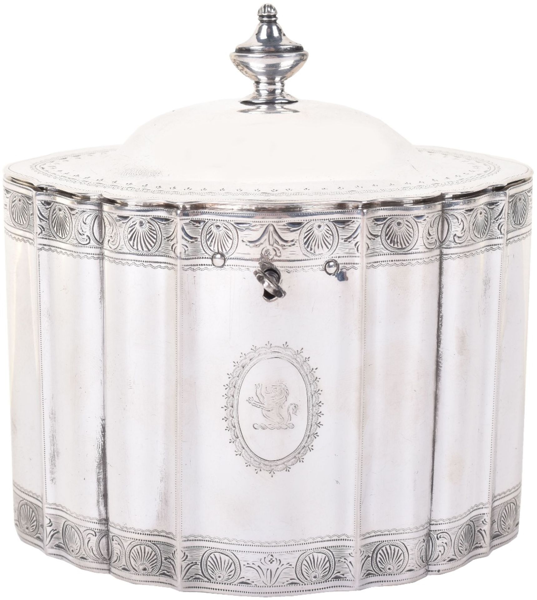 A superb George III silver tea caddy, Michael Plummer, London 1794