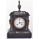 Victorian marble and black slate mantle clock